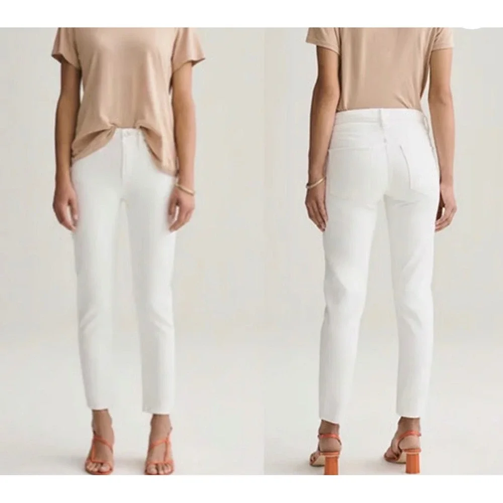 Agolde Toni Mid Rise Straight Leg Jeans Cream Off White‎ A133-1085 Size 30